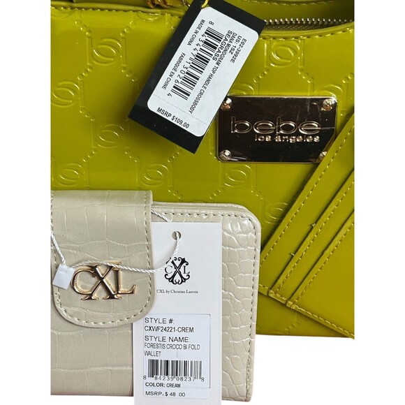 Bebe Dana Seagrass Top Handle Crossbody Purse CXL Christian Lacroix Croco Wallet - Picture 6 of 6